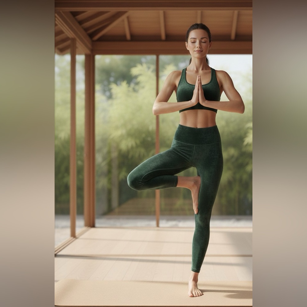 BEYOND YOGA Velvet Motion High Waisted Midi Leggings XS Dark Green